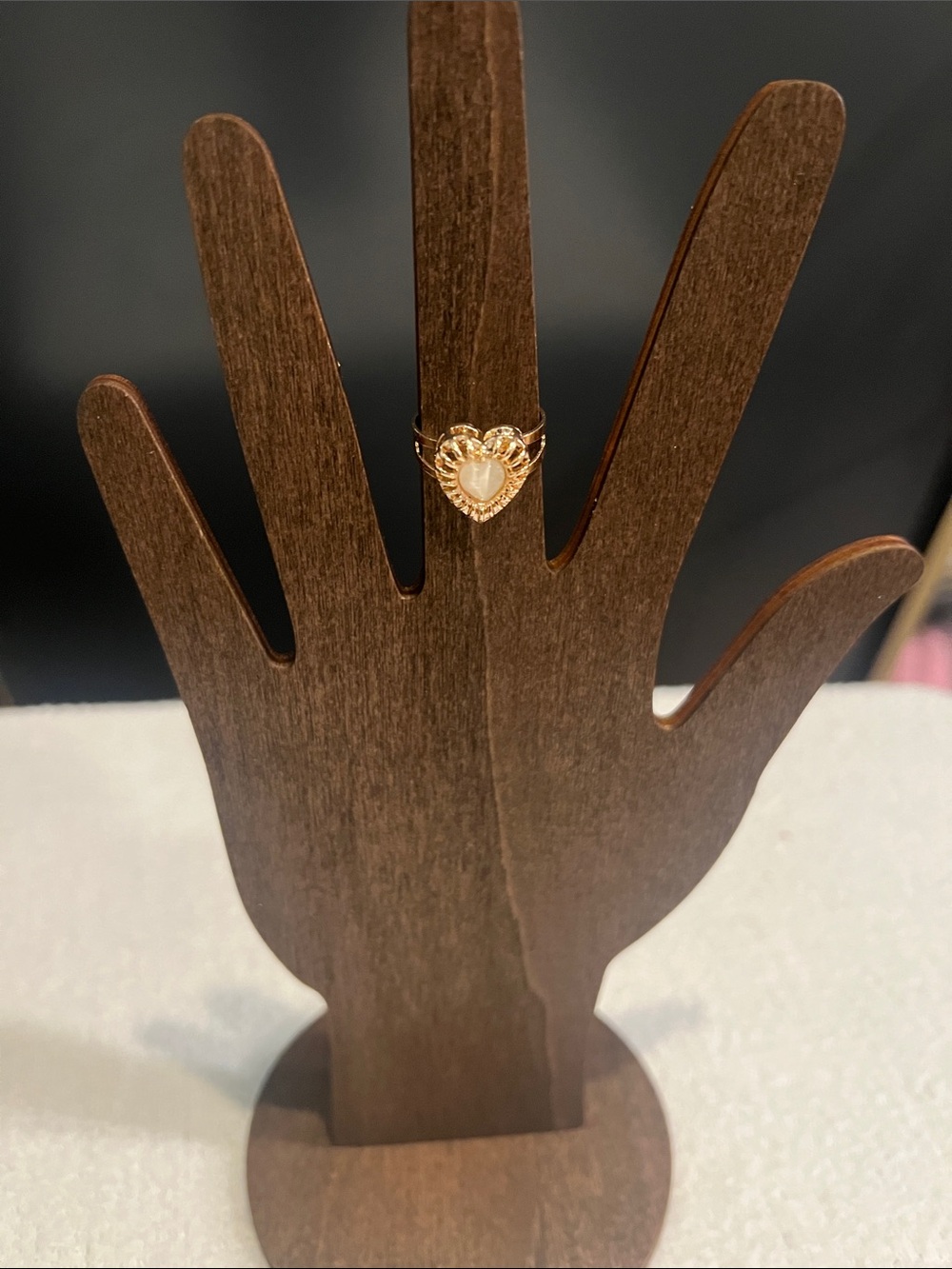 Gold Heart Ring with White Center - Women Jewelry